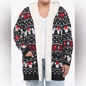 Disney Mickey Mouse & Minnie Mouse Sherpa Open Cardigan Plus Size